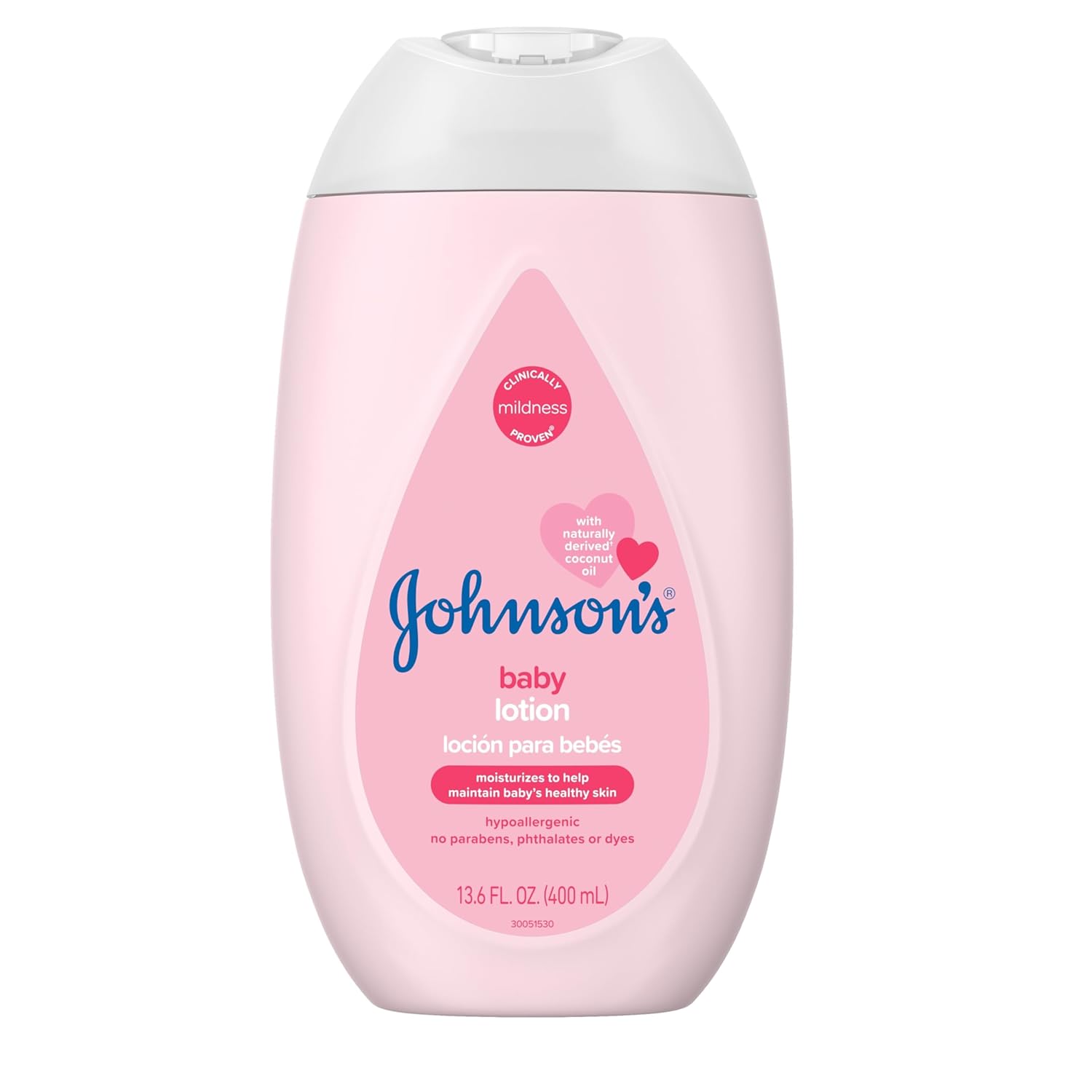 Johnson's Baby Moisturizing Mild Pink Baby Lotion with Coconut Oil for Delicate Baby Skin, Paraben-, Phthalate- & Dye-Free, Hypoallergenic & Dermatologist-Tested, Baby Skin Care, 13.6 Fl. Oz-0