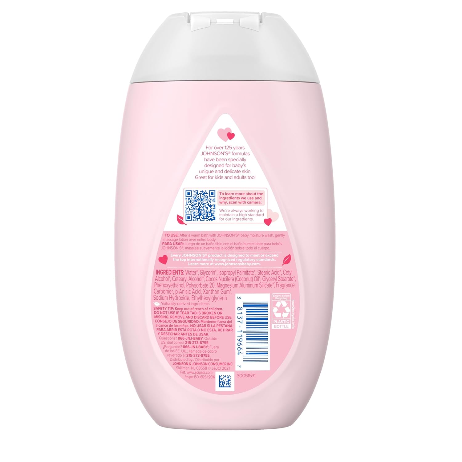 Johnson's Baby Moisturizing Mild Pink Baby Lotion with Coconut Oil for Delicate Baby Skin, Paraben-, Phthalate- & Dye-Free, Hypoallergenic & Dermatologist-Tested, Baby Skin Care, 13.6 Fl. Oz-3