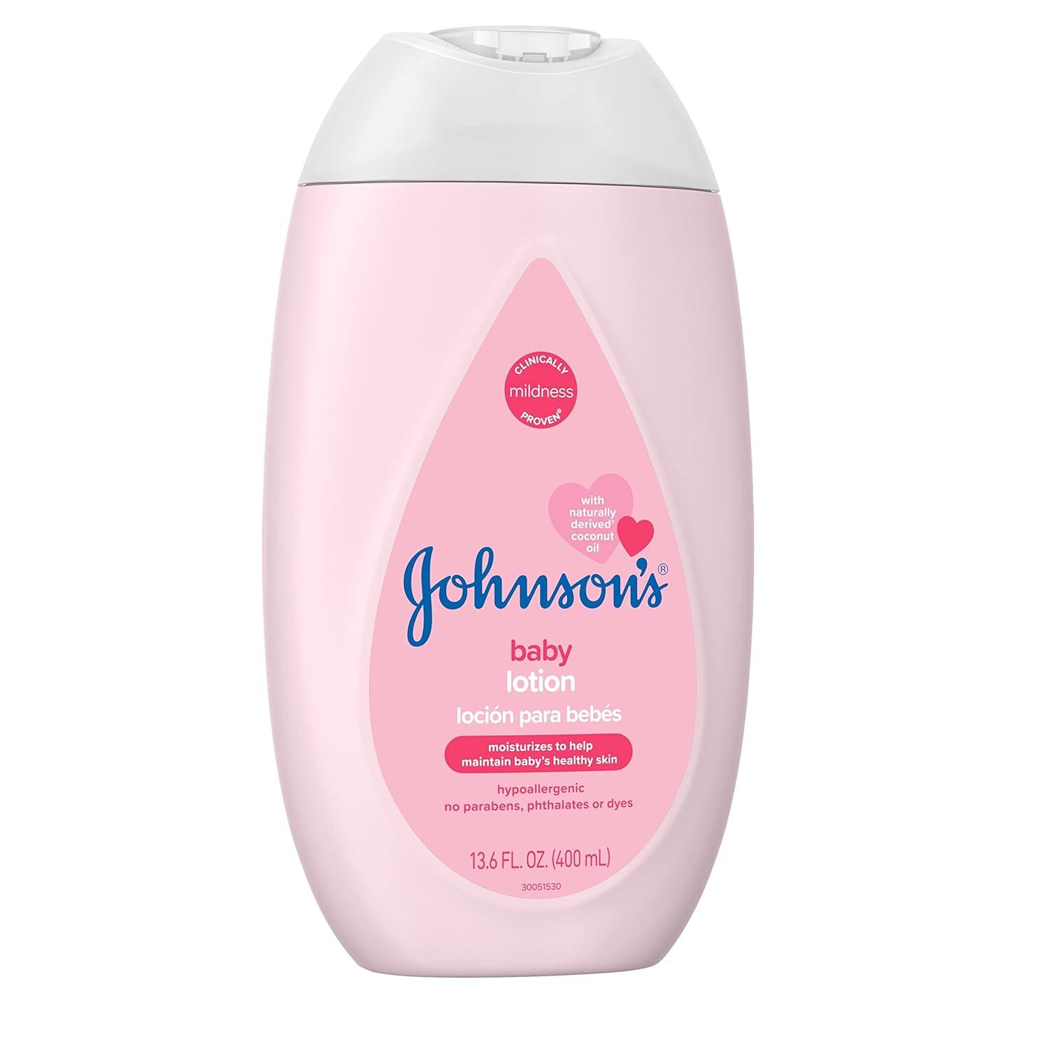 Johnson's Baby Moisturizing Mild Pink Baby Lotion with Coconut Oil for Delicate Baby Skin, Paraben-, Phthalate- & Dye-Free, Hypoallergenic & Dermatologist-Tested, Baby Skin Care, 13.6 Fl. Oz-4