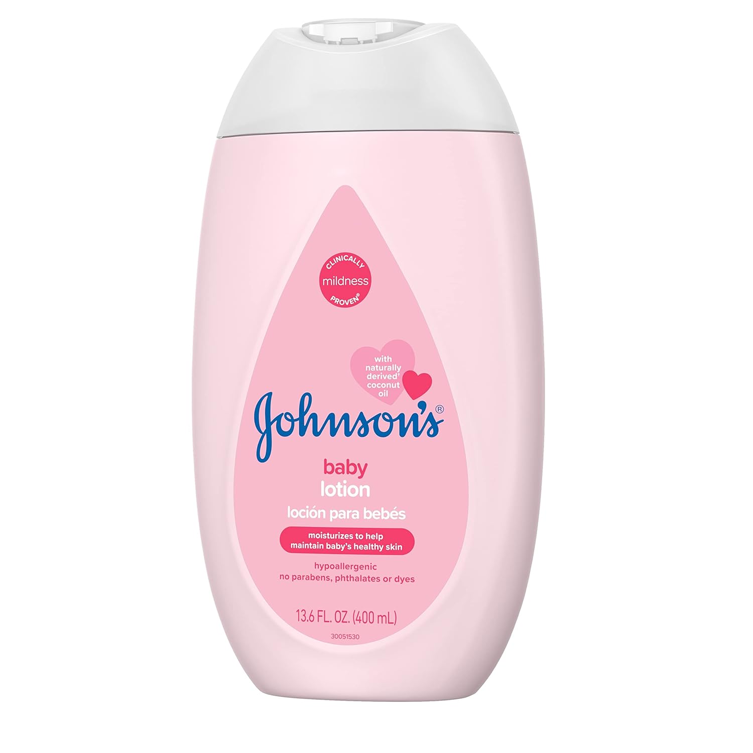 Johnson's Baby Moisturizing Mild Pink Baby Lotion with Coconut Oil for Delicate Baby Skin, Paraben-, Phthalate- & Dye-Free, Hypoallergenic & Dermatologist-Tested, Baby Skin Care, 13.6 Fl. Oz-5