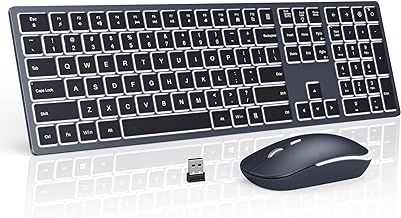 seenda Wireless Backlit Keyboard and Mouse Combo, 2.4G USB Silent Keyboard and Mouse Rechargeable Full-Size Ultra Slim Keyboard & Mouse Set for Windows PC Computer, Laptop, Desktop