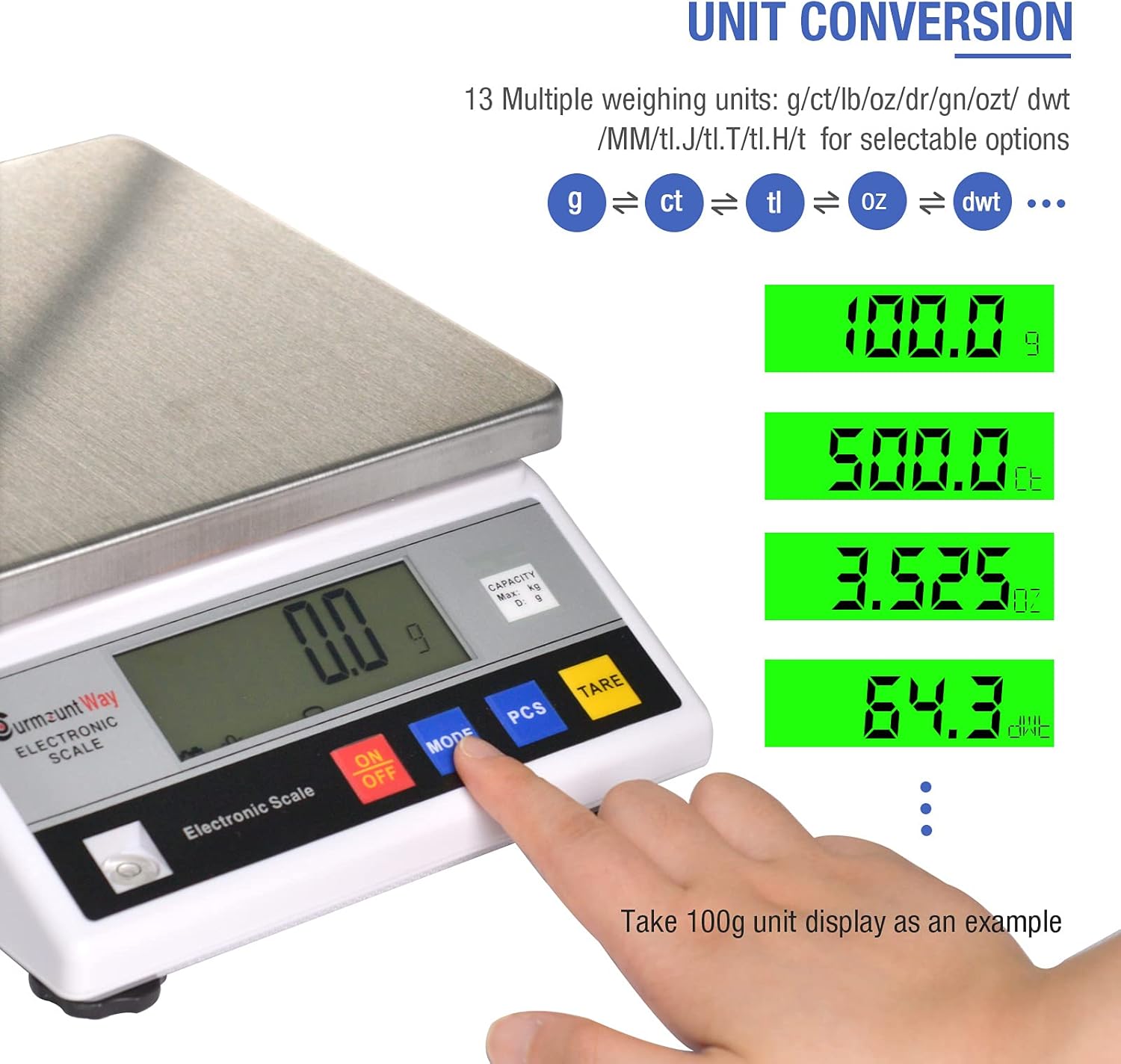 SurmountWay High Precision Scale 10kg x 0.1g Accurate Digtal Laboratory Lab Industrial Scientific Electronic Scale Commerical Counting Kitchen Scales Jewelry Gold Analytical Weighing(10000g,0.1g)-2