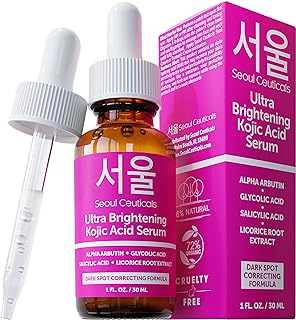 SeoulCeuticals Korean Skin Care Kojic Acid Serum Alpha Arbutin Serum – Dark Spot Remover Corrector Glycolic Acid Serum + Salicylic Acid K Beauty 1oz