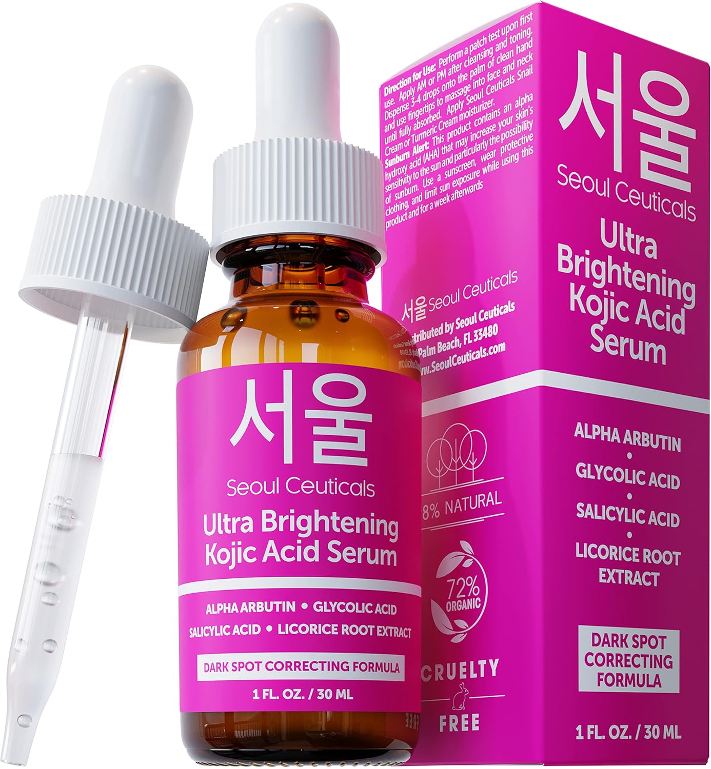 SeoulCeuticals Korean Skin Care Kojic Acid Serum Alpha Arbutin Serum – Dark Spot Remover Corrector Glycolic Acid Serum + Salicylic Acid K Beauty 1oz-0