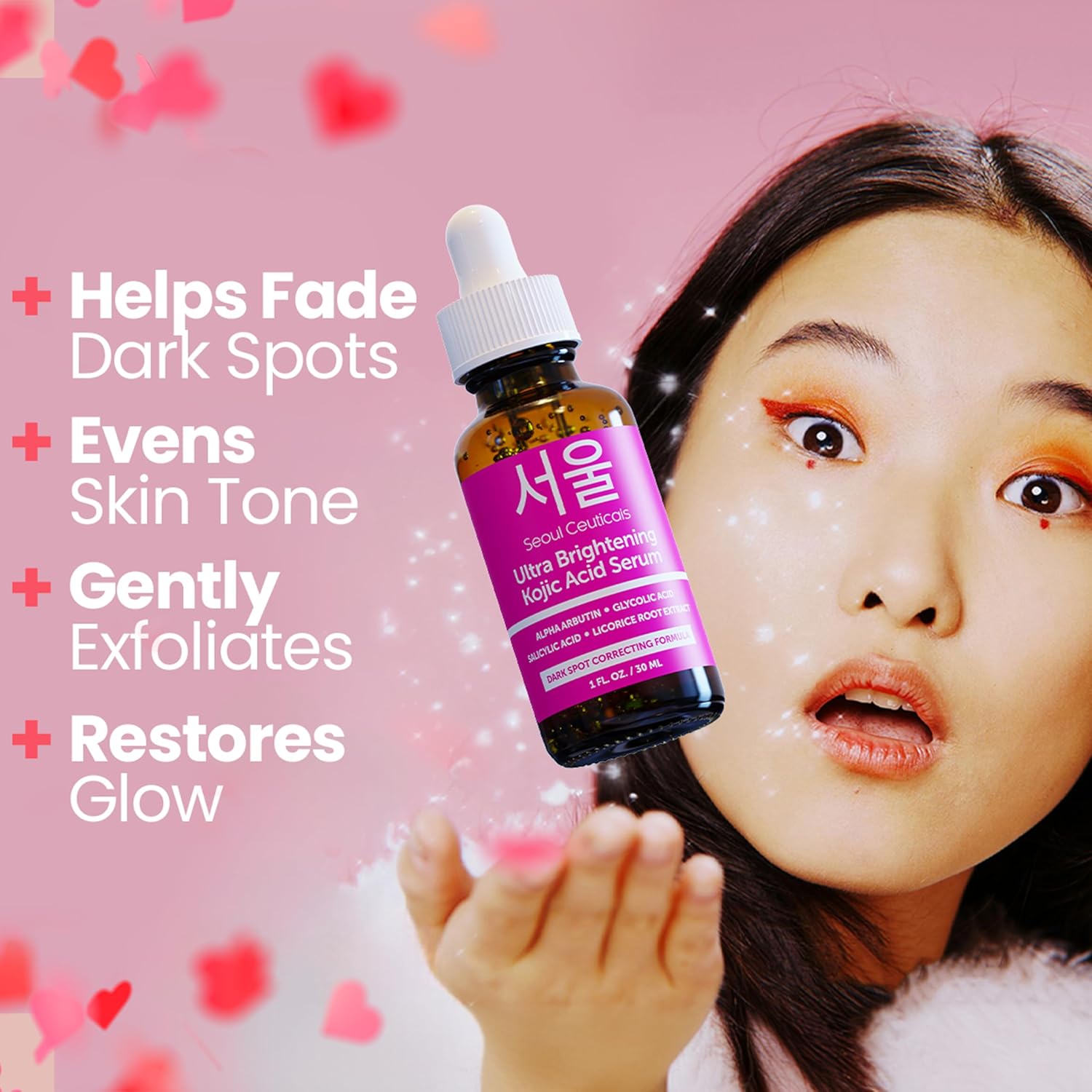 SeoulCeuticals Korean Skin Care Kojic Acid Serum Alpha Arbutin Serum – Dark Spot Remover Corrector Glycolic Acid Serum + Salicylic Acid K Beauty 1oz-1