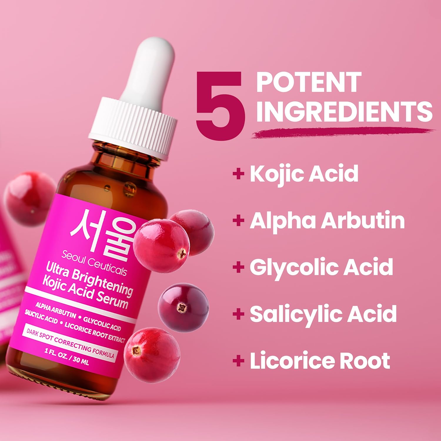 SeoulCeuticals Korean Skin Care Kojic Acid Serum Alpha Arbutin Serum – Dark Spot Remover Corrector Glycolic Acid Serum + Salicylic Acid K Beauty 1oz-2