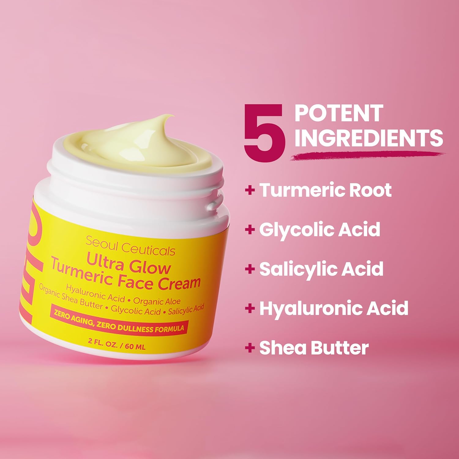 SeoulCeuticals Korean Skin Care Turmeric Cream – Korean Face Moisturizer for Dull Dry Skin - Korean Beauty Skincare K Beauty for Glowing Skin 2oz-4