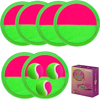 Outside Toys for Kids Ages 4-8 - Toss and Catch Ball Set, Kids Outdoor Games Yard Games for Kids and Adults with 6 Paddles and 3 Balls Toys for 3 4 5 6 7 8 Year Old Boys Girls Birthday