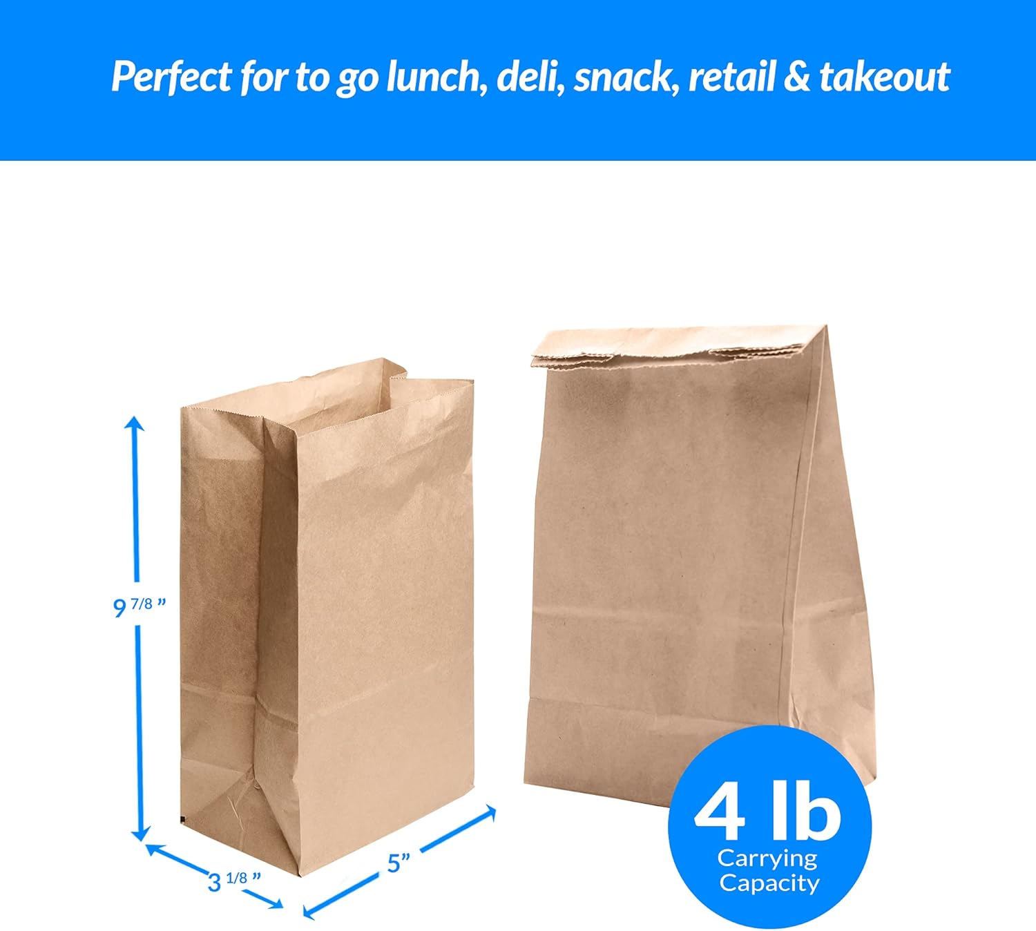 Reli. Paper Lunch Bags, 4 Lb | 500 Pcs - Bulk | Brown Paper Bags 4 lb Capacity | Kraft Paper Lunch Bags/Small Grocery Bags | Brown Paper Sacks for Snacks, Crafts, Lunch | Brown/Kraft-3