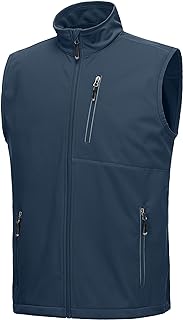 33,000ft Men's Windproof Lightweight Golf Vest Outerwear with Pockets, Softshell Sleeveless Jacket for Running Hiking Sports