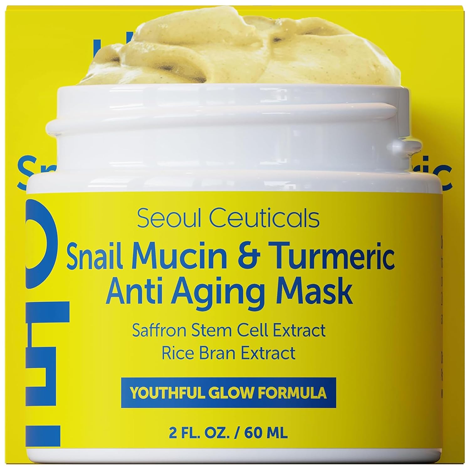 SeoulCeuticals Korean Face Mask Skin Care - Snail Mucin Turmeric Mask for Face – Cruelty Free K Beauty Anti Aging Face Mask for Healthy, Youthful Glow 2oz-0