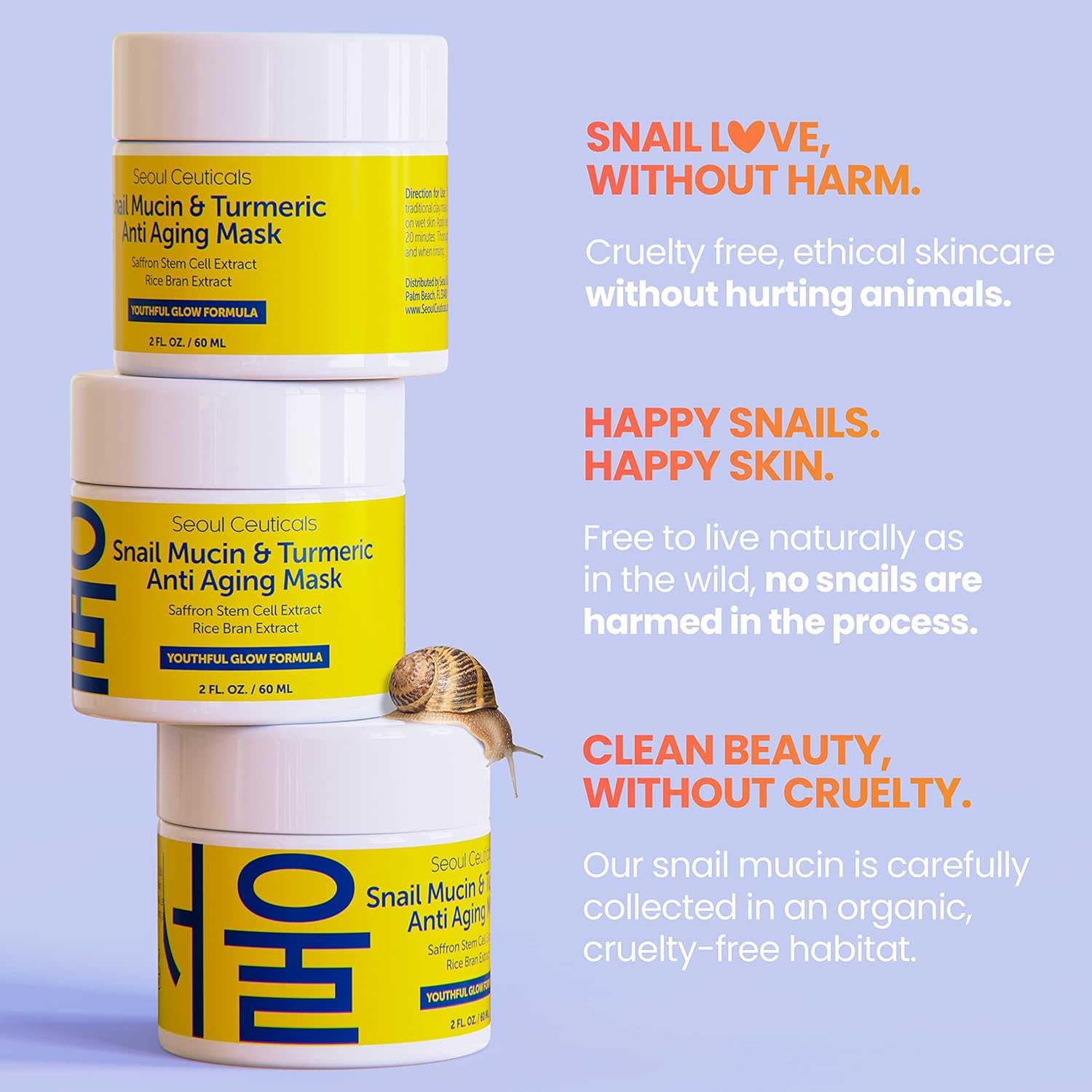 SeoulCeuticals Korean Face Mask Skin Care - Snail Mucin Turmeric Mask for Face – Cruelty Free K Beauty Anti Aging Face Mask for Healthy, Youthful Glow 2oz-5