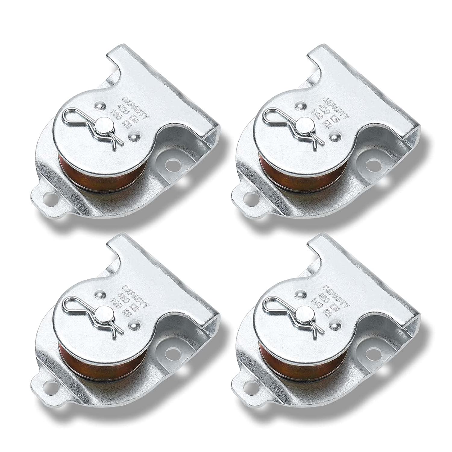 Ceiling Mount Single Pulley 1-1/2 Inch Wall Mount Pulley Ceiling Pulley for 3/8" Wire or Rope, 4 Packs (1)-0