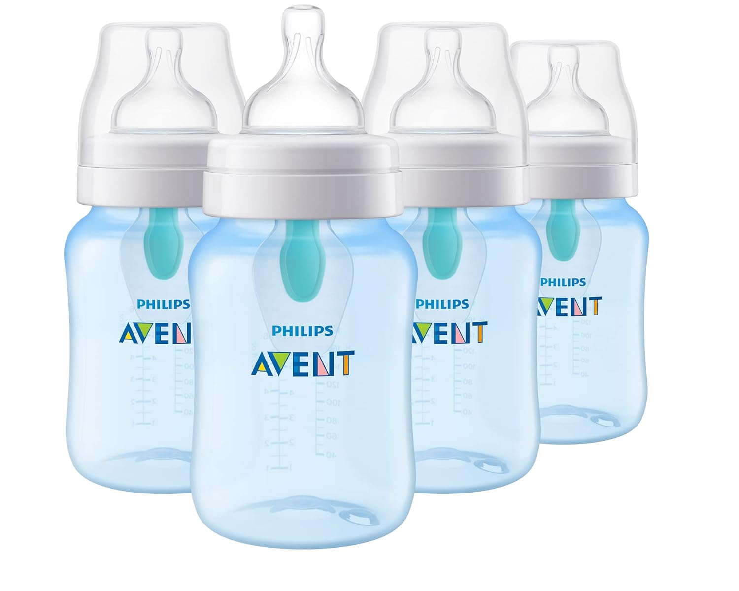 Philips Avent Anti-Colic Bottle with AirFree Vent, 9oz, 4pk, Blue, SCY703/24-0