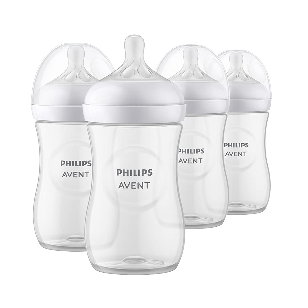 Philips AVENT Natural Baby Bottle with Natural Response Nipple, Clear, 9oz, 4pk, SCY903/04-0