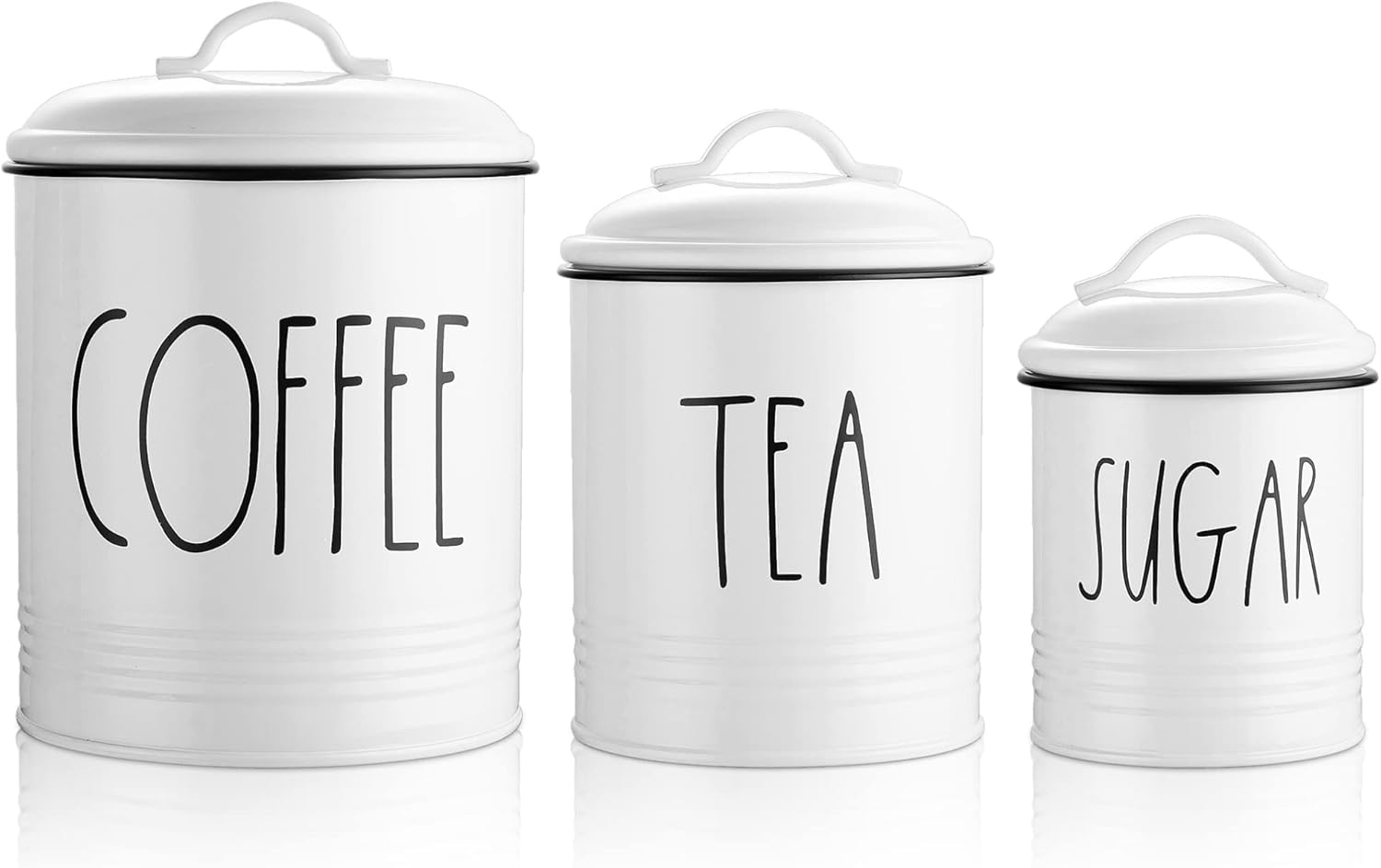 Brighter Barns Large Coffee Tea Sugar Canister Set Farmhouse Coffee Container Set - Large Airtight Food Storage Containers with Lids - Farmhouse Kitchen Decor - Coffee Station Decor & Accessories-6