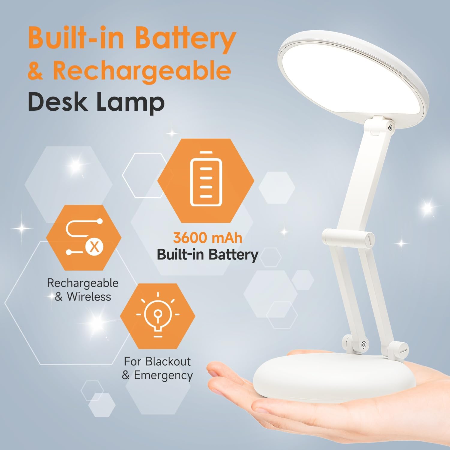 Battery Operated Lamp Rechargeable Lamp Foldable & Portable Light, 8 Brightness Dimmable Cordless Lamp Rechargeable Light Wireless Lamp Mini Lamp, Battery Lamp Battery Lights Nail Light for Desk, LED-2