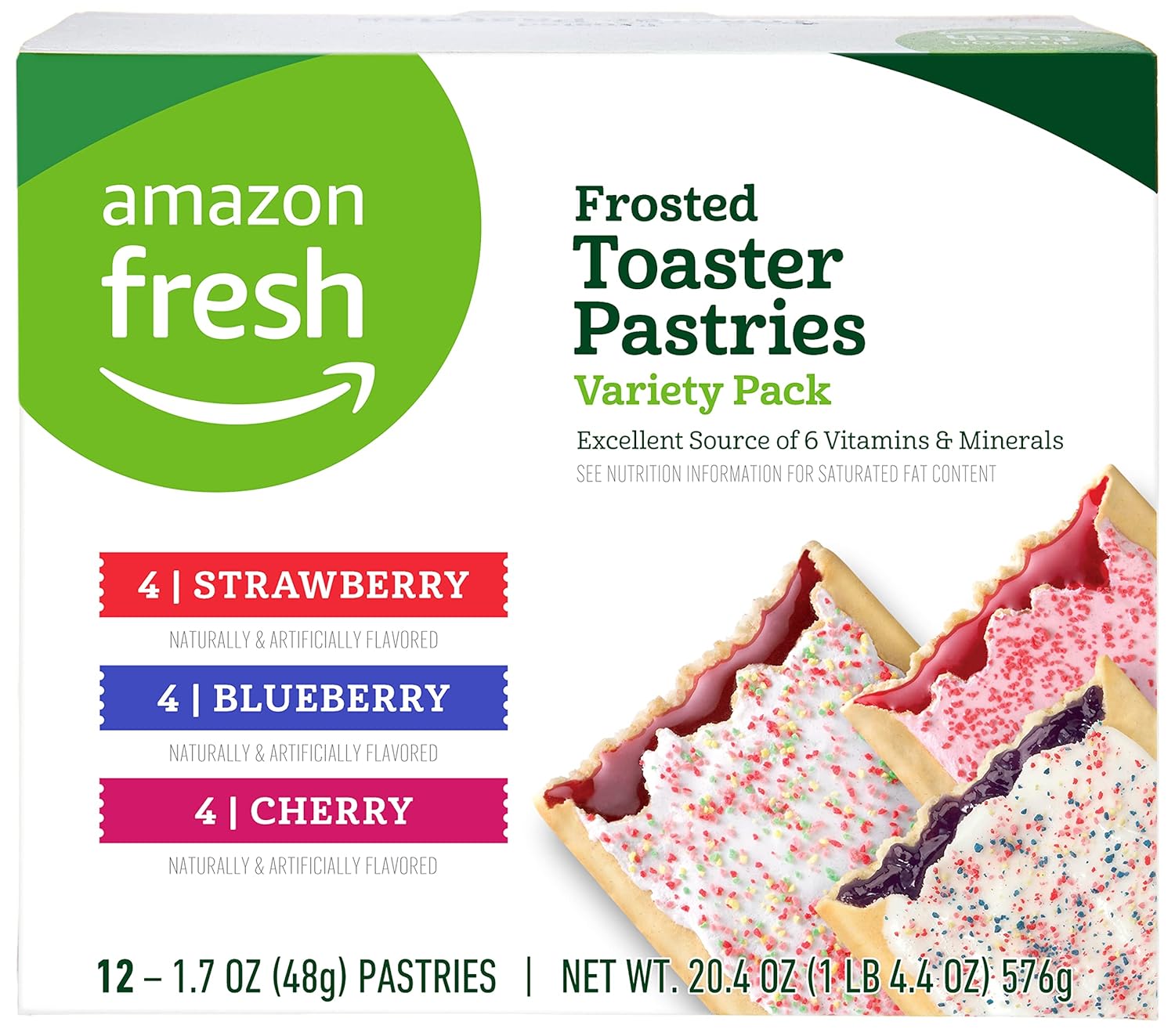 Amazon Fresh - Toaster Pastries Variety Pack (Strawberry, Blueberry, Cherry), 12ct-0