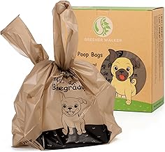 GREENER WALKER Tie Handles Poo Bags for Dog Waste, 600 Doggy Waste Bags Extra Thick Strong 100% Leak-Proof (Brown)