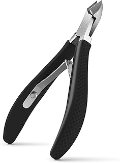 FVION Cuticle Clippers – Small Cuticle Trimmer, Rubber Coated Handle Manicure Tools – Full Jaw Cuticle Cutter for Nails (9mm) Black