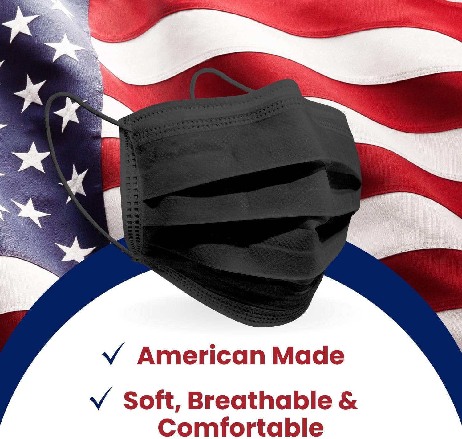 MagiCare USA Black Disposable Face Mask, Adult - 3 Ply Black Mask - Comfortable, Soft, Breathable Black Face Masks for Adults (50/Box)-1