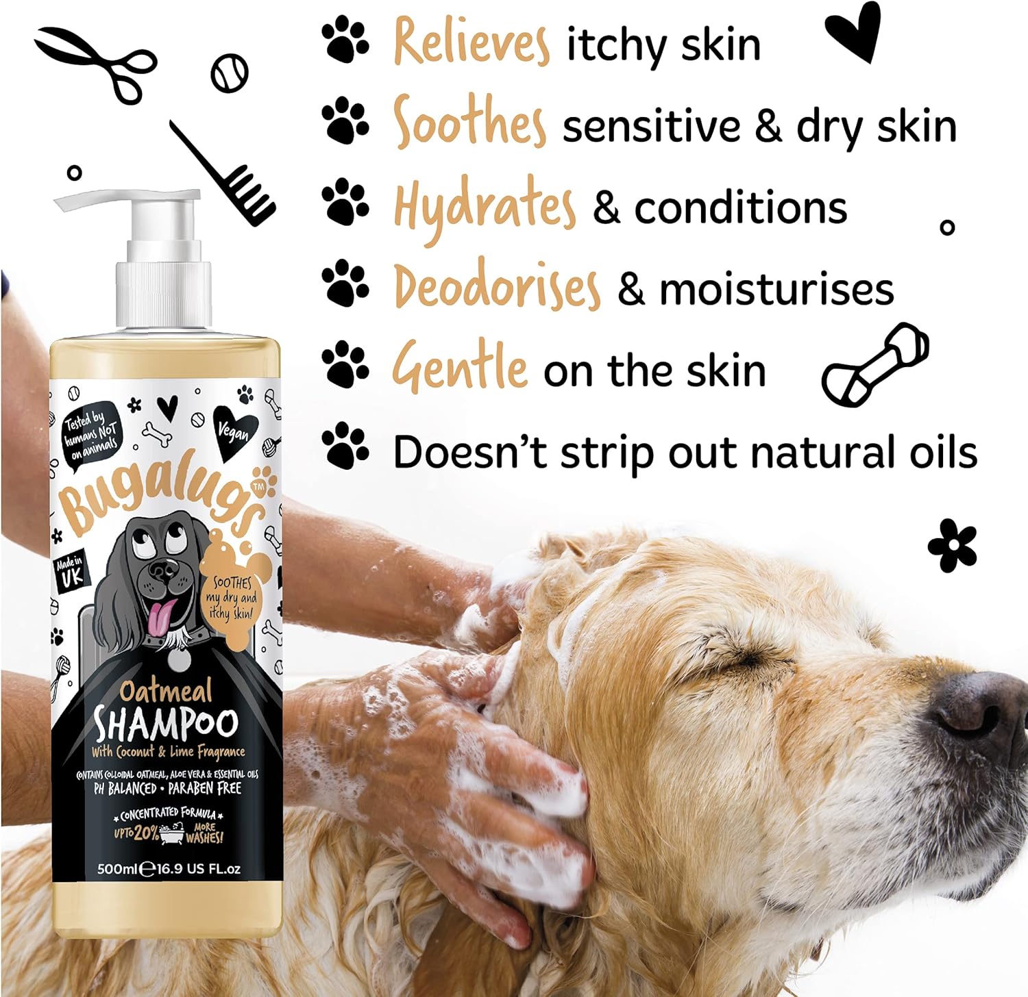 Oatmeal & Aloe Vera Dog Shampoo dog grooming shampoo products for smelly dogs with fragrance, oatmeal puppy shampoo, professional Vegan pet shampoo & conditioner-1