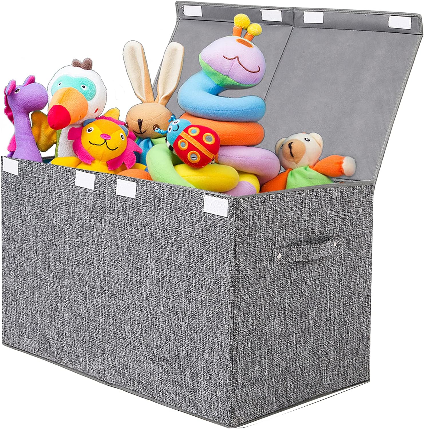 popoly Large Toy Box Chest with Lid, Collapsible Sturdy Toy Storage Organizer Boxes Bins Baskets for Kids, Boys, Girls, Nursery, Playroom, 25"x13" x16" (Linen Gray)-0