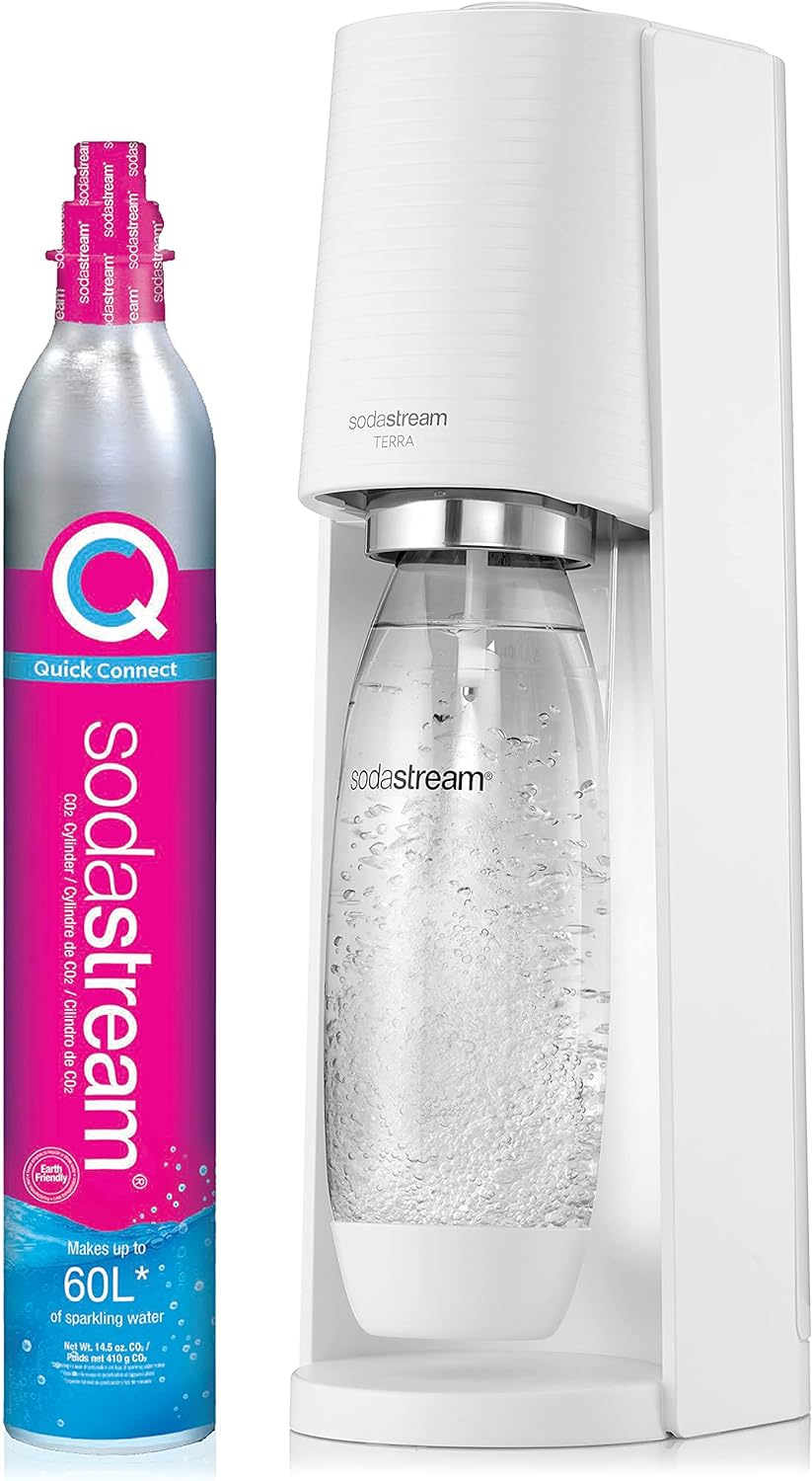 SodaStream Terra Sparkling Water Maker (White) with CO2 and DWS Bottle-0