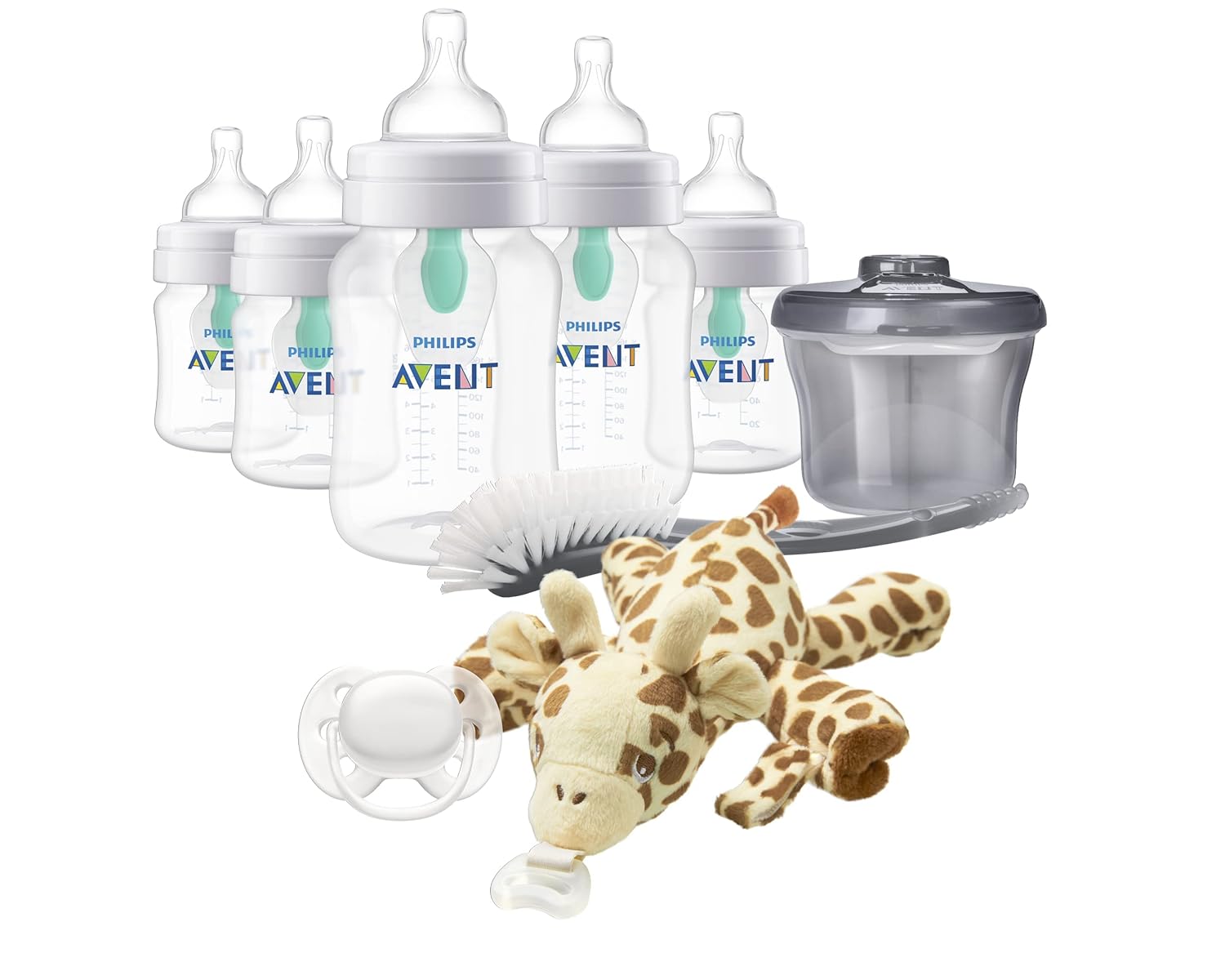 Philips AVENT Anti-Colic Baby Bottle with AirFree Vent Newborn Gift Set with Snuggle, Clear, SCD306/10-0