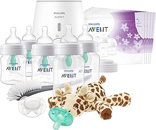 Philips AVENT Anti-Colic Baby Bottle with AirFree Vent All in One Gift Set, SCD308/01, White