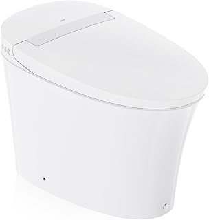 R&T Tankless Smart Toilet Touchless Auto Flush 1.28-GPF Battery-Operated One-Piece HET Intelligent Toilet for Bathroom