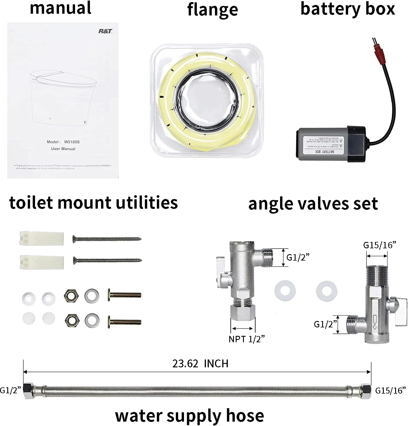 R&T Tankless Smart Toilet Touchless Auto Flush 1.28-GPF Battery-Operated One-Piece HET Intelligent Toilet for Bathroom-7