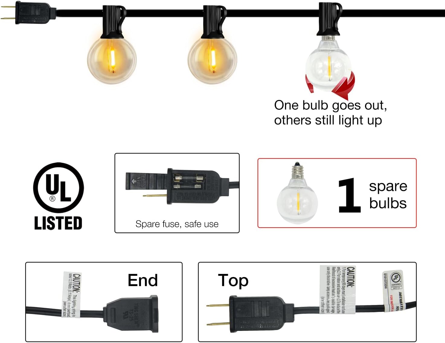 DAYBETTER 50FT Outdoor String Lights Waterproof,Patio Lights with 25 Shatterproof Dimmable LED Edison Bulb(+1 Spare),Connectable G40 Globe String Lights for Outside,Christmas Light for Yard Porch-1