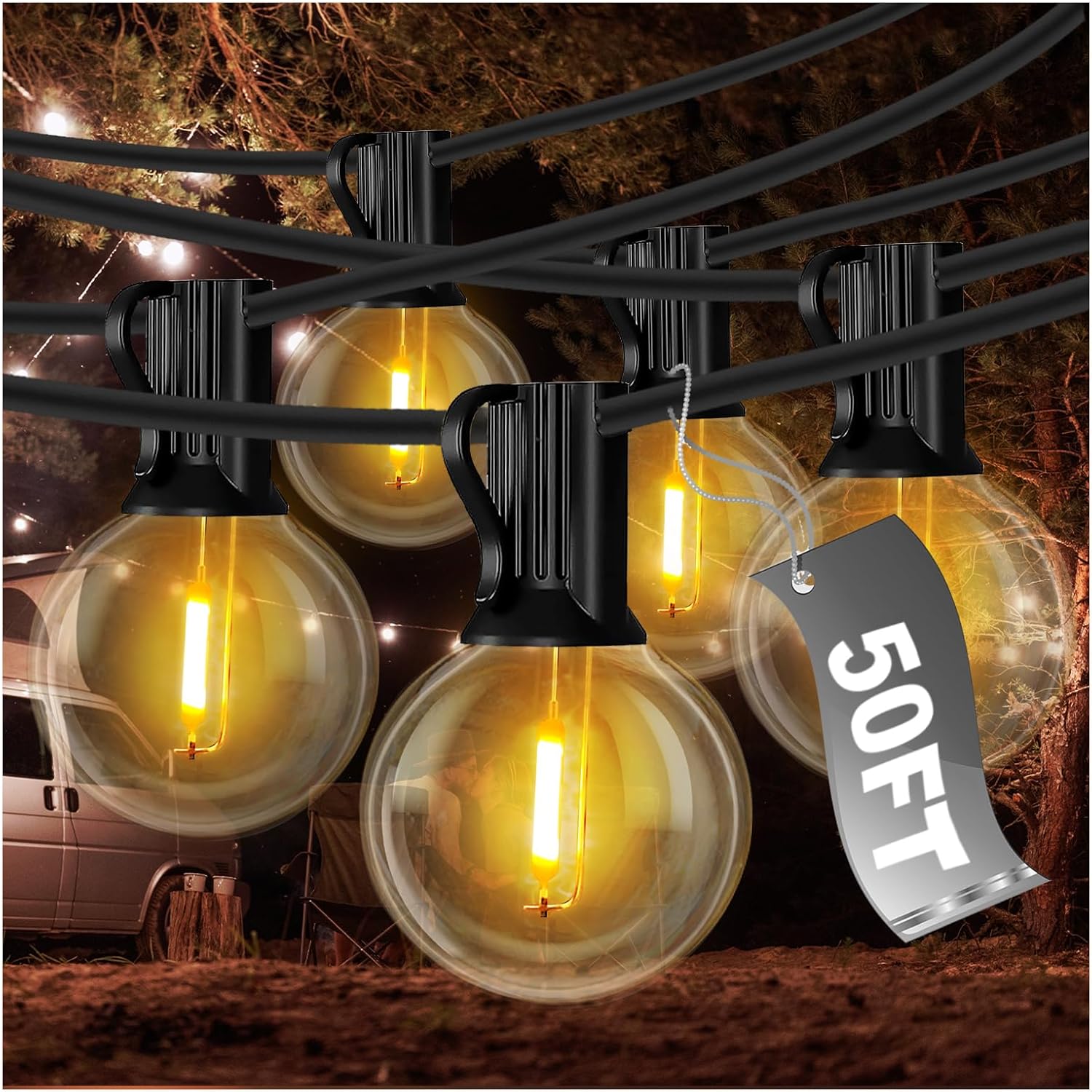 DAYBETTER 50FT Outdoor String Lights Waterproof,Patio Lights with 25 Shatterproof Dimmable LED Edison Bulb(+1 Spare),Connectable G40 Globe String Lights for Outside,Christmas Light for Yard Porch-8