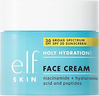 e.l.f. Holy Hydration! Face Cream, Broad Spectrum SPF 30 Sunscreen, Moisturizes & Softens Skin, Quick-Absorbing & Ultra-Hydrating, 1.8 Oz