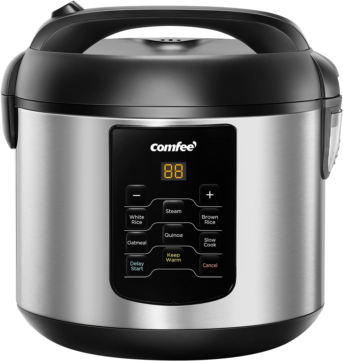 COMFEE' Compact Rice Cooker, 6-in-1 Stainless Steel Multi Cooker, Slow Cooker, Steamer, Saute, and Warmer, 2 QT, 8 Cups Cooked(4 Cups Uncooked), Brown Rice, Quinoa and Oatmeal, 6 One-Touch Programs-0