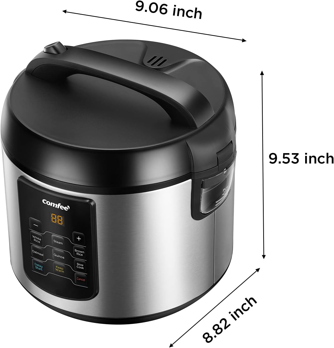 COMFEE' Compact Rice Cooker, 6-in-1 Stainless Steel Multi Cooker, Slow Cooker, Steamer, Saute, and Warmer, 2 QT, 8 Cups Cooked(4 Cups Uncooked), Brown Rice, Quinoa and Oatmeal, 6 One-Touch Programs-9