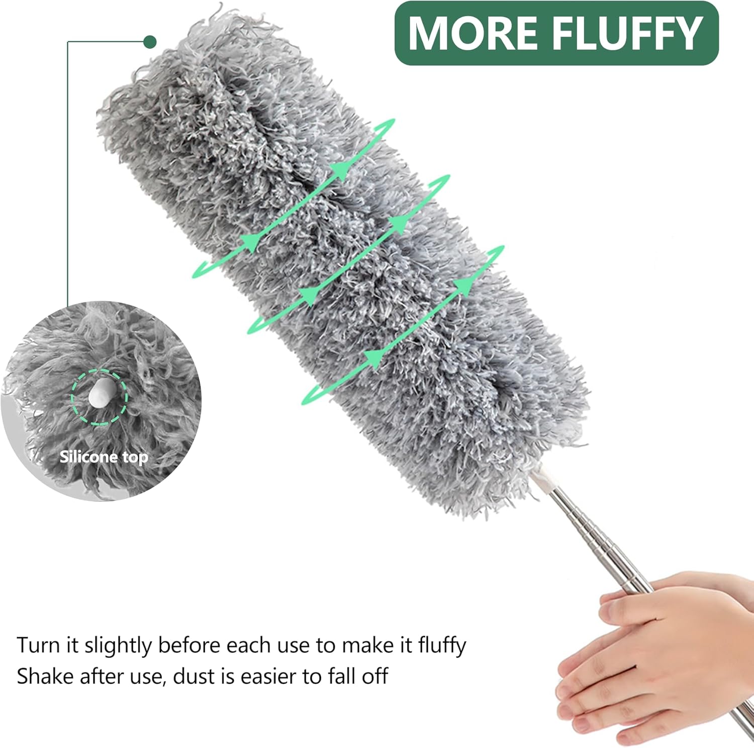 SetSail Extra-Long Dusters with Extension Pole 100-inch for Cleaning, Bendable Microfiber Head Washable Ceiling Fan Duster for High Ceilings, Furniture-4