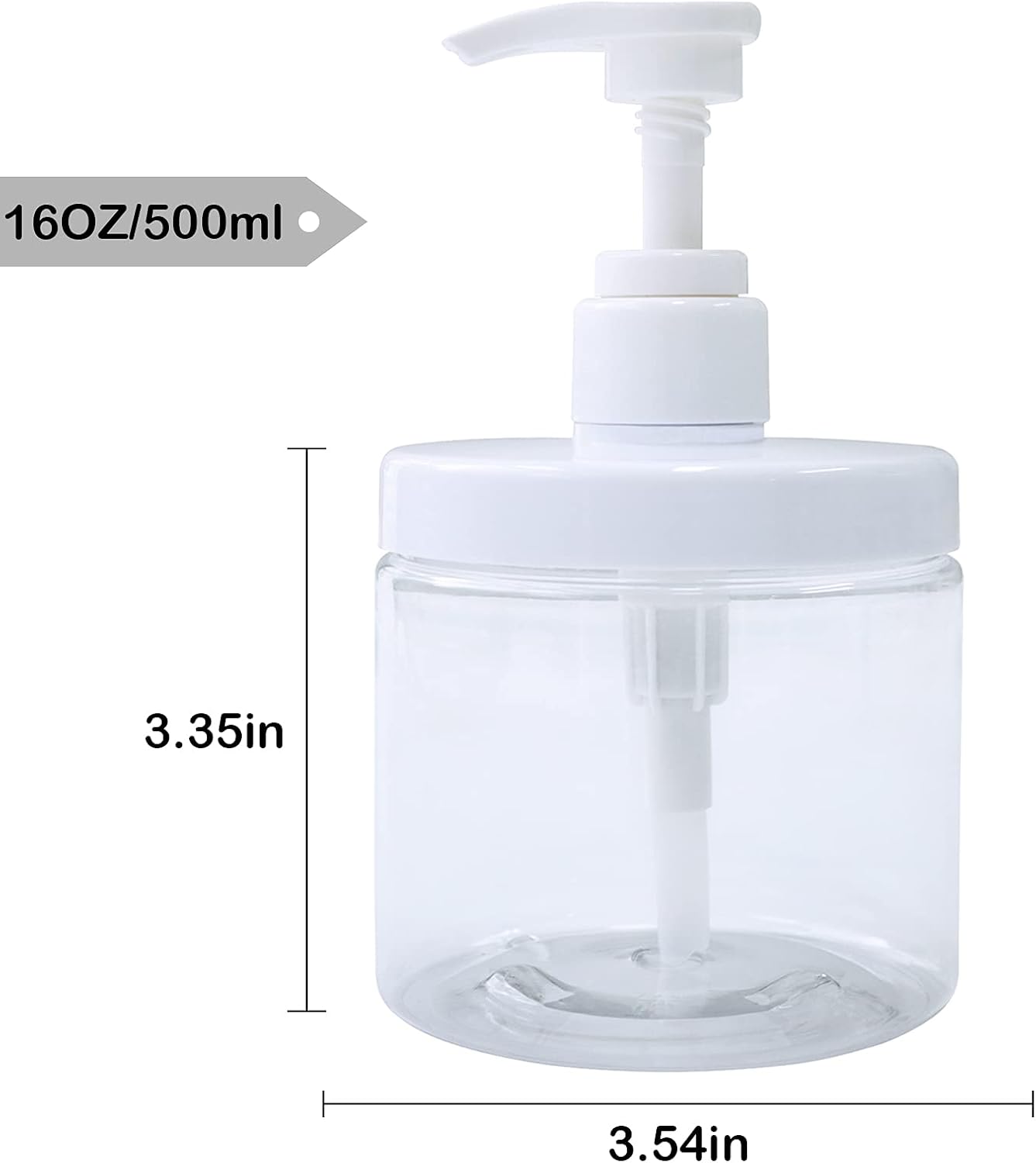 Cosywell Pump Bottle Dispenser Plastic Refillable Bottles Wide Mouth Jar Style Empty Bathroom Shower Containers for Lotion Shampoo Conditioner (Clear, 2X 500ml)-1