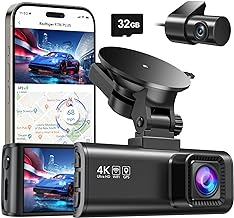 REDTIGER Dash Cam Front Rear, 4K/2.5K Full HD Dash Camera for Cars, Included 32GB Card, Built-in Wi-Fi GPS, 3.16” IPS Screen, Night Vision, 170°Wide Angle, WDR, 24H Parking Mode