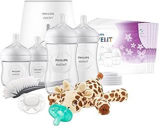 Philips AVENT Natural with Natural Response Nipple, All in One Gift Set with Snuggle Giraffe, SCD839/01