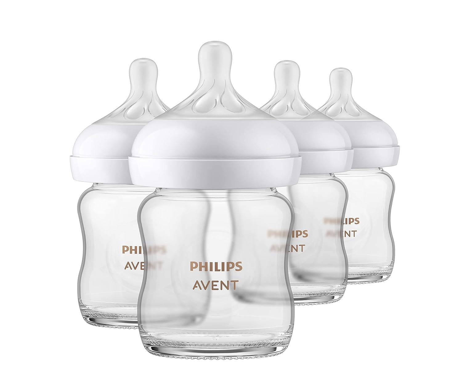 Philips AVENT Glass Natural Baby Bottle with Natural Response Nipple, Clear, 4oz, 4pk, SCY910/04-0