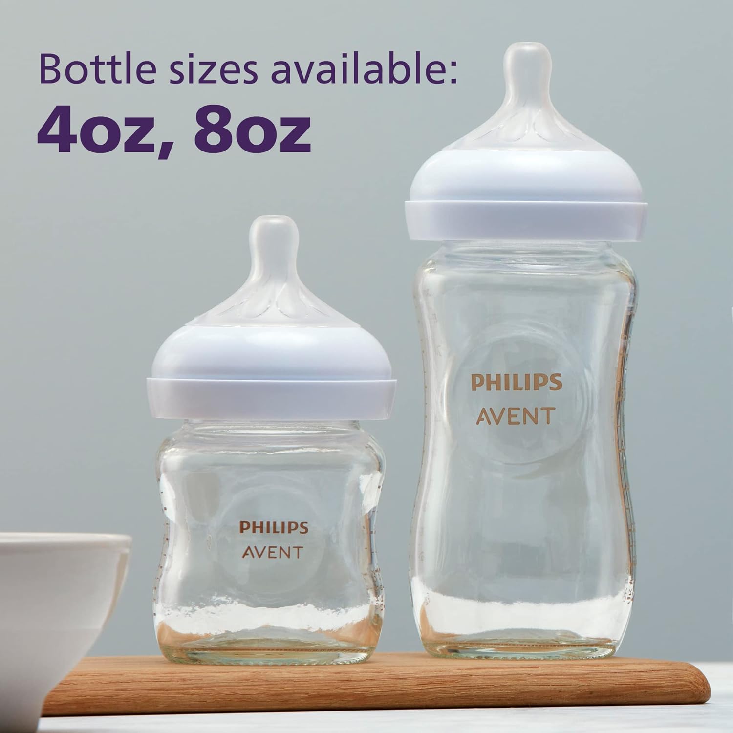 Philips AVENT Glass Natural Baby Bottle with Natural Response Nipple, Clear, 4oz, 4pk, SCY910/04-10