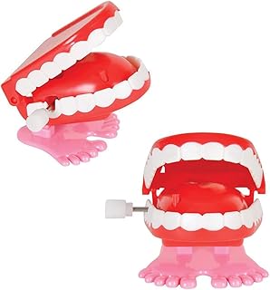 The Dreidel Company Wind Up Teeth Chomping & Chattering Teeth Toys for Kids Birthday Party Favors, Novelty and Gag Gifts, 1.75" Inches (2-Pack)