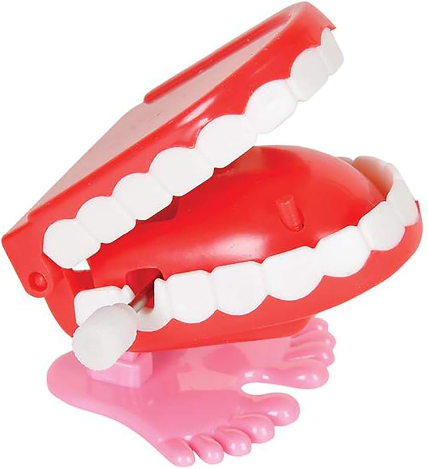 The Dreidel Company Wind Up Teeth Chomping & Chattering Teeth Toys for Kids Birthday Party Favors, Novelty and Gag Gifts, 1.75" Inches (2-Pack)-1