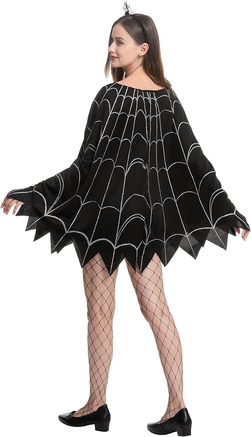 Spooktacular Creations Spider Costume Adult Woman, Halloween Poncho Costume, Spider Web Dress Poncho Costume-7