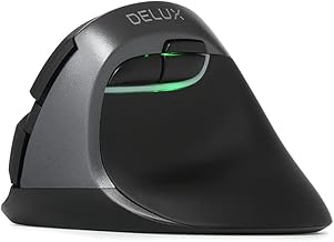 DeLUX Wireless Small Ergonomic Mouse, Silent BT Mini Vertical Mouse, 6 Buttons and 4000 DPI, Reduce Wrist Pain and Hand Pressure, for PC Computer Laptop (M618Mini DB-Grey)