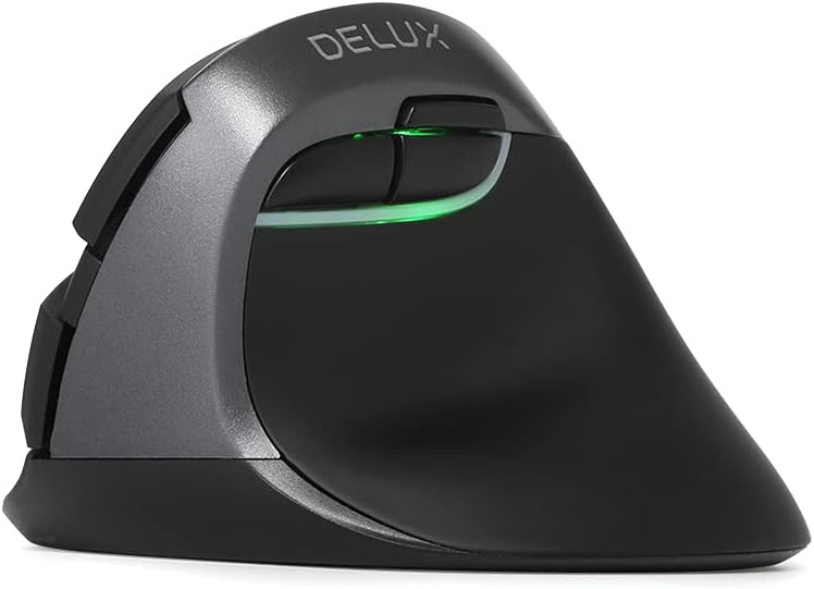 DeLUX Wireless Small Ergonomic Mouse, Silent BT Mini Vertical Mouse, 6 Buttons and 4000 DPI, Reduce Wrist Pain and Hand Pressure, for PC Computer Laptop (M618Mini DB-Grey)-0