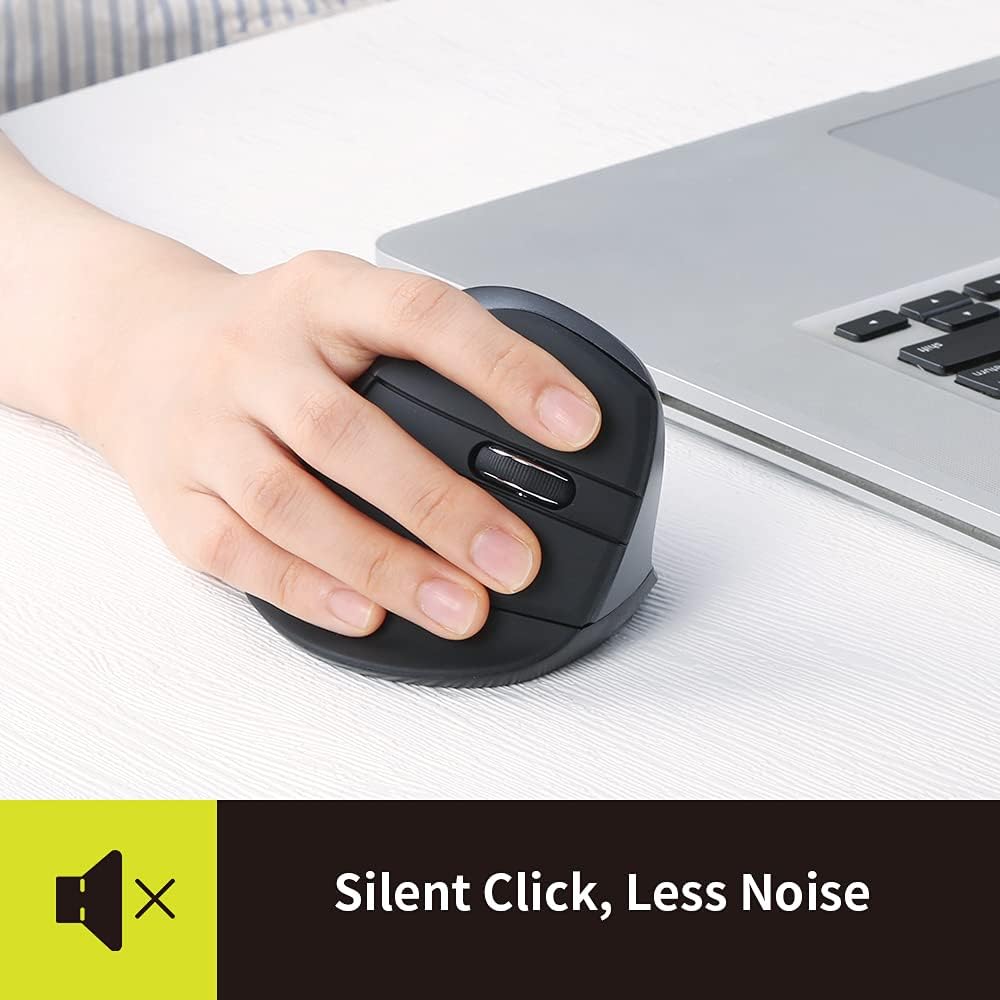 DeLUX Wireless Small Ergonomic Mouse, Silent BT Mini Vertical Mouse, 6 Buttons and 4000 DPI, Reduce Wrist Pain and Hand Pressure, for PC Computer Laptop (M618Mini DB-Grey)-5