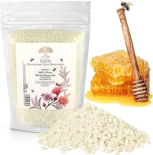 Eco Lux White Bees Wax Pellets - 1.1lb, Natural and Organic Beeswax for Skin, Cosmetic Grade - Ideal for Candle Making Lip Balm Sopa Making